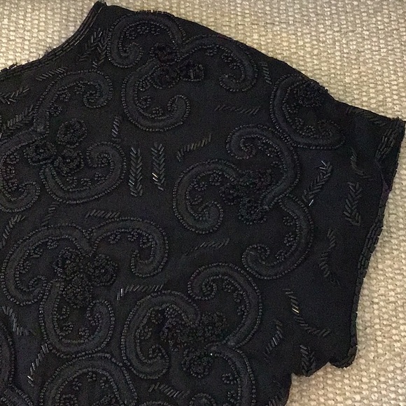 Theomiles vintage beaded, back zip, bodysuit, black, size 4 - Picture 9 of 11